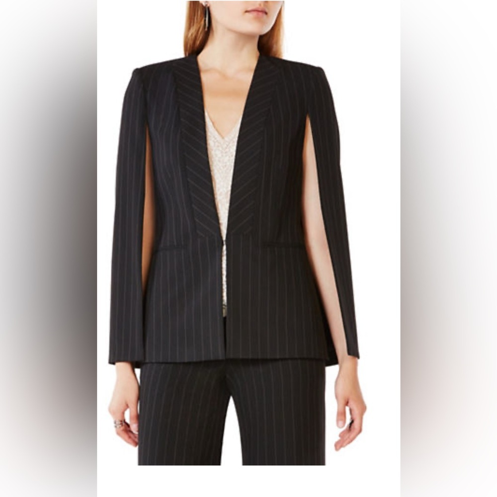 NWT/BCBGMaxAzria Upas Black Pinstripe Women's Cape Blazer